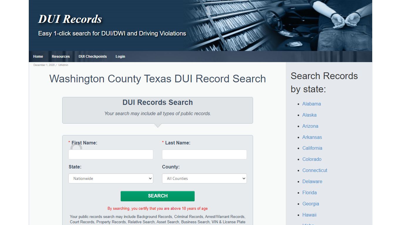 Washington County Texas DUI / DWI Record Search – DUI Records